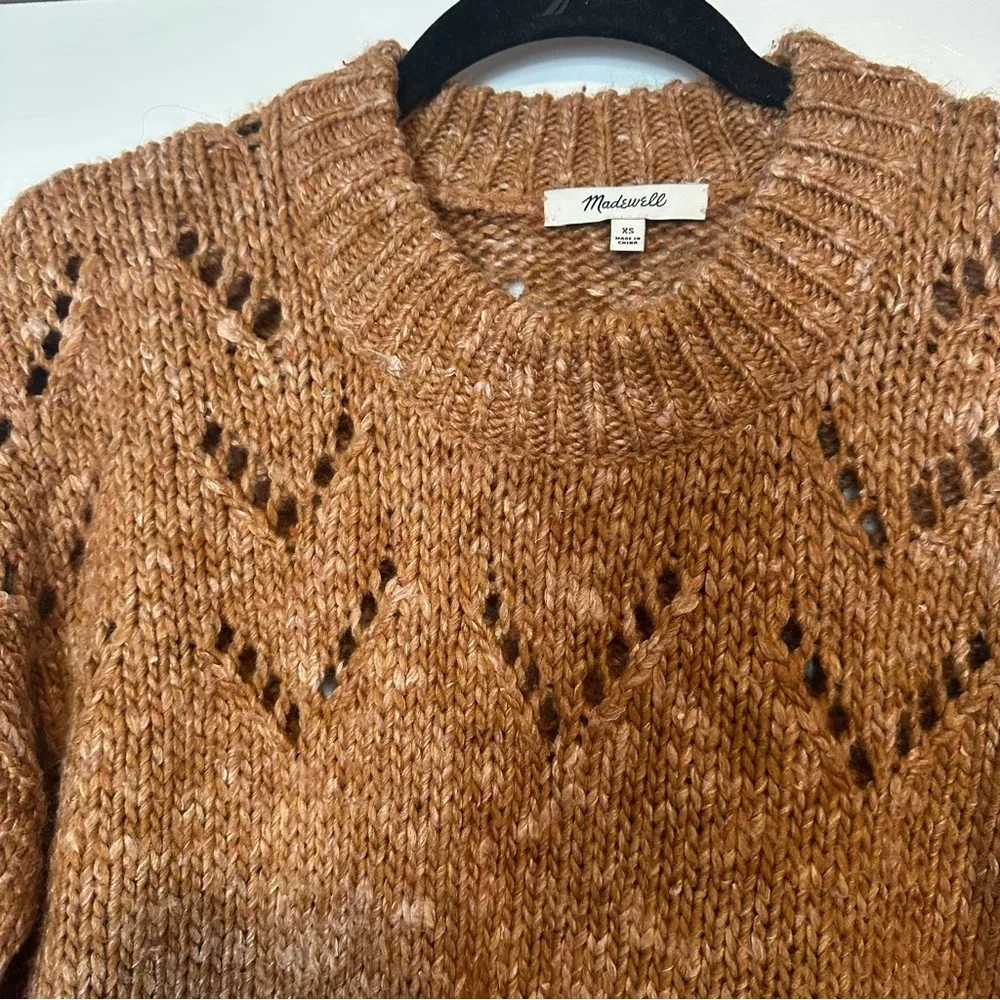 Madewell Pointelle Bubble-Sleeve Pullover Sweater